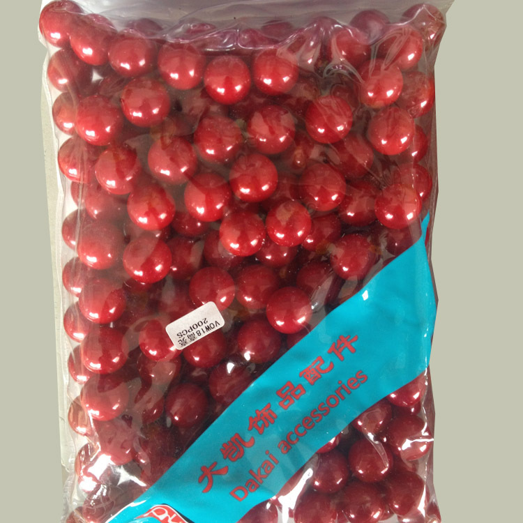 DIY accessories, porcelain red round beads, large quantity discount, pearl high-brightness cinnabar non-porous accessories, round beads, resin imitation pearl pic 1