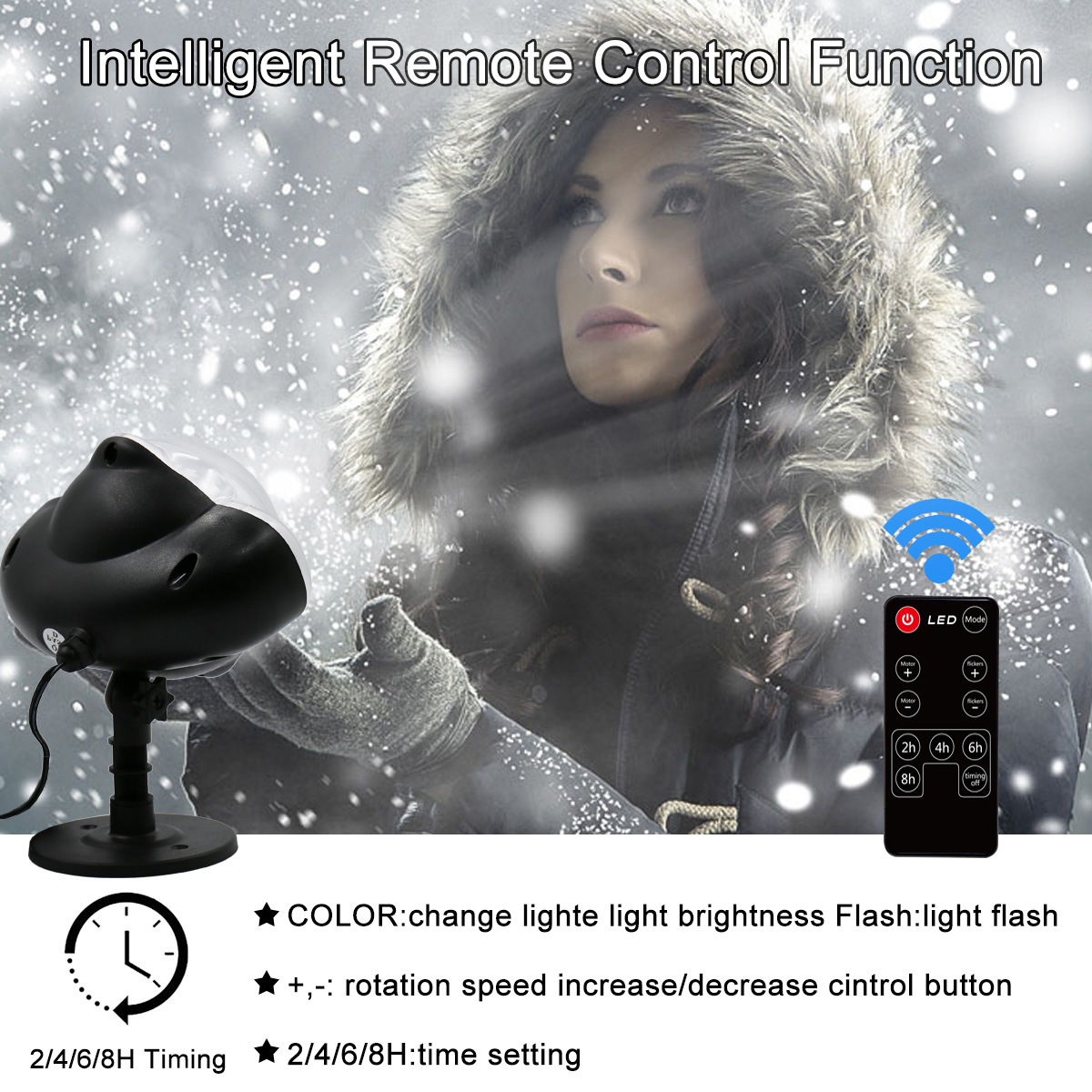 2019 new cross-border exclusive MINI snow light, outdoor waterproof RF remote control Christmas snow light, lawn light pic 19