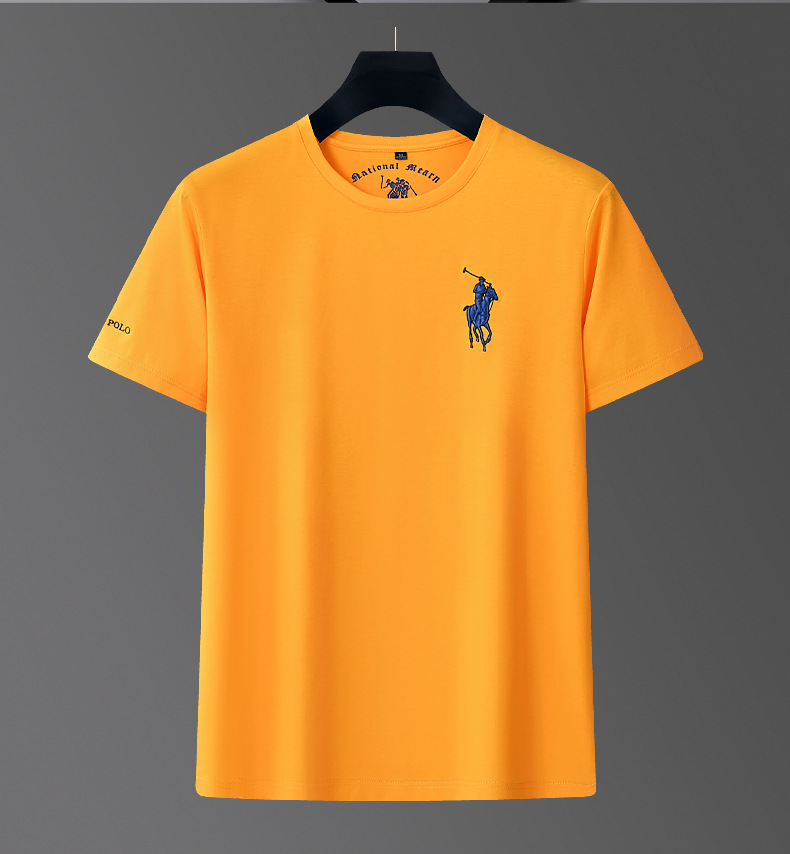 Runengboro verano 2024 nuevo estilo joven hombre camiseta cuello redondo manga corta jade seda bordado tendencia joven hombre camiseta pic 10