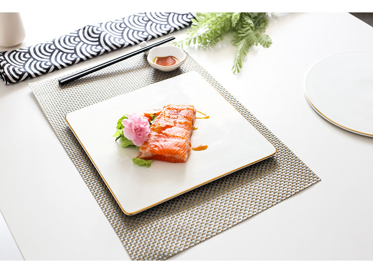Gold-plated edge plates, ceramic Western plates, steak plates, creative Japanese sushi plates, sashimi square plates, cake flat plates, Internet celebrities pic 6