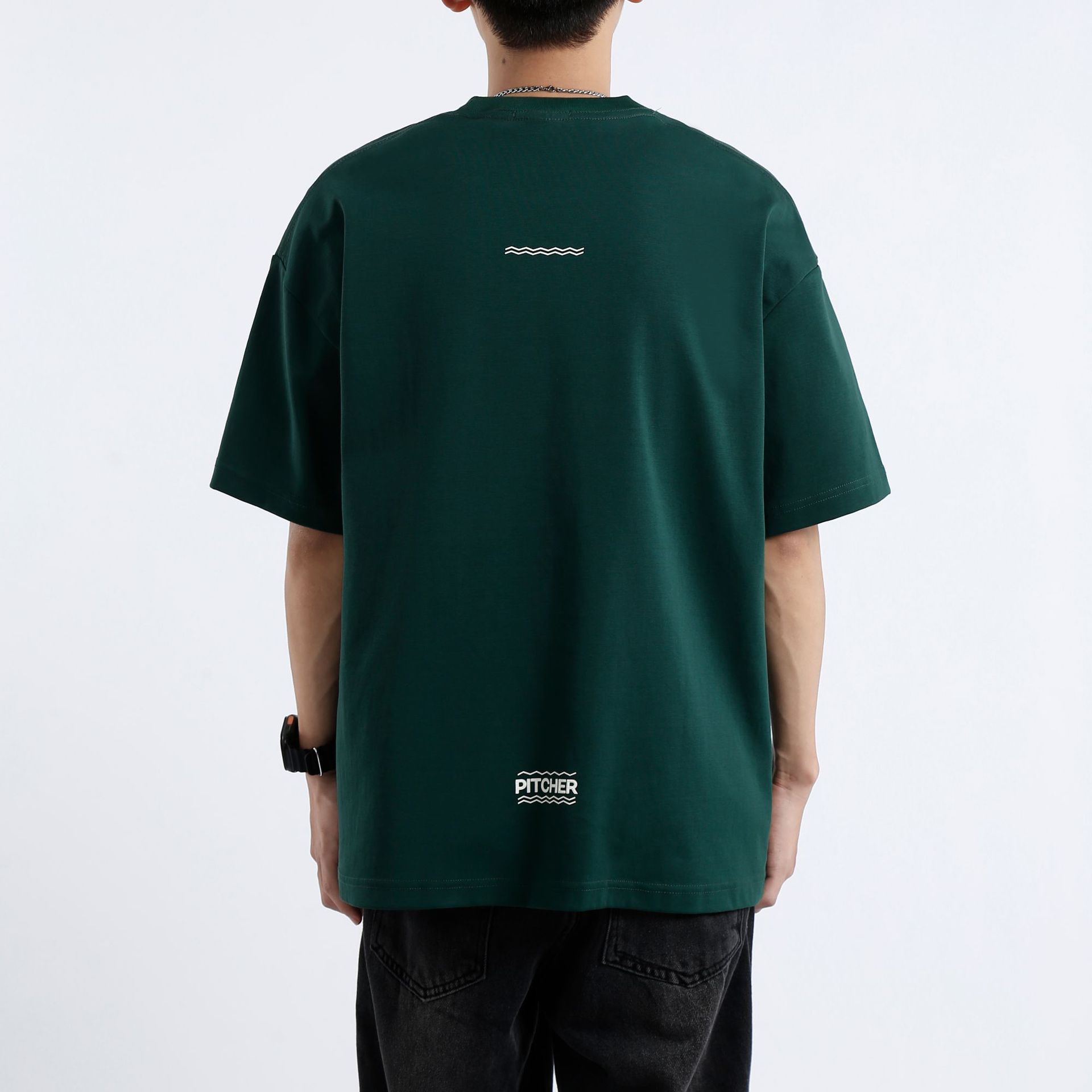 阿尔图220G重磅纯白印花短袖t恤男潮牌潮流夏季休闲宽松圆领上衣详情28