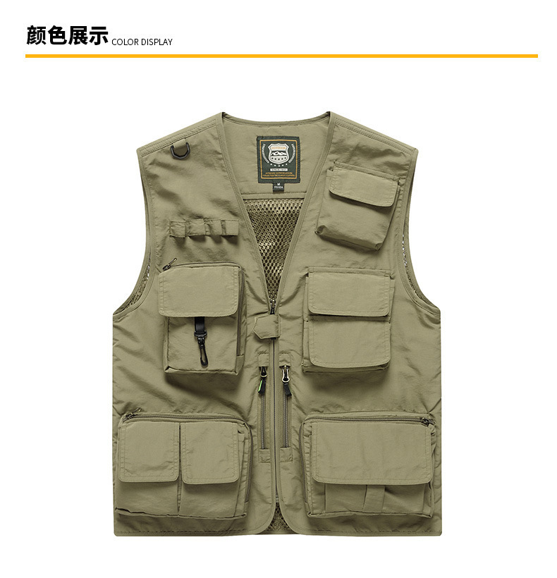 工装跨境透气坎肩马甲定制男士摄影多口袋钓鱼安全反光背心印logo详情10