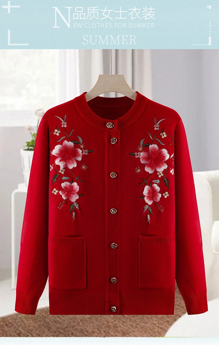 Warm tops for middle-aged and elderly people in autumn and winter: sweaters for grandmothers with fleece, cardigans for mothers, winter coats, and base coats for the elderly pic 1