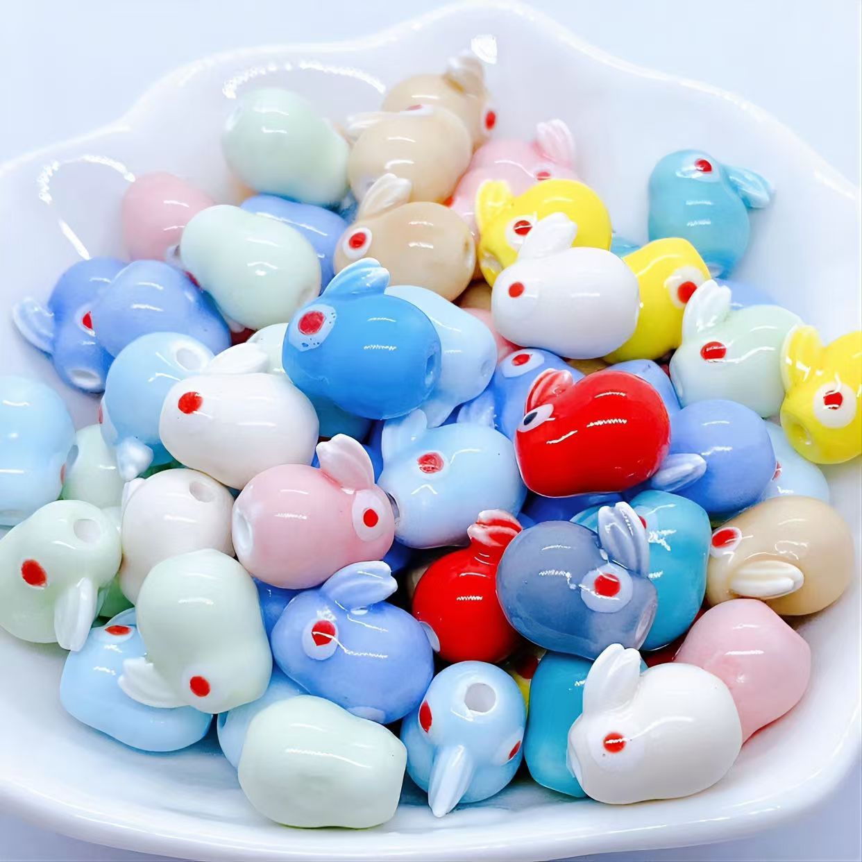 Simple and colorful ceramic pearlescent surface fish five-petal flower beads scattered beads diy handcrafted beaded bracelet decoration accessories pic 39