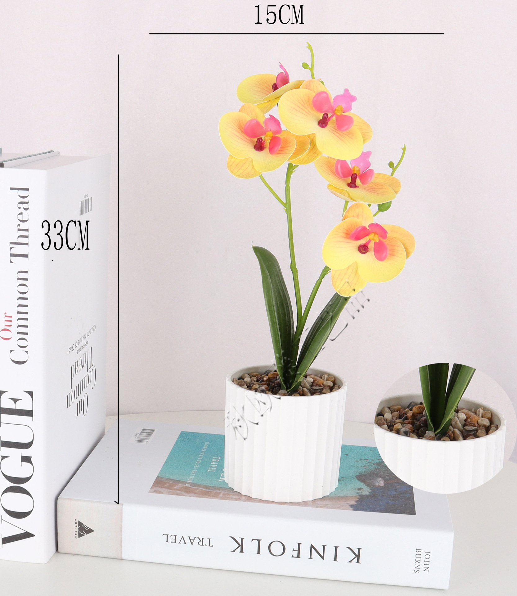 仿真3D蝴蝶兰2叉5头盆栽/仿真盆景/仿真花创意内室小摆件/亚马逊详情2