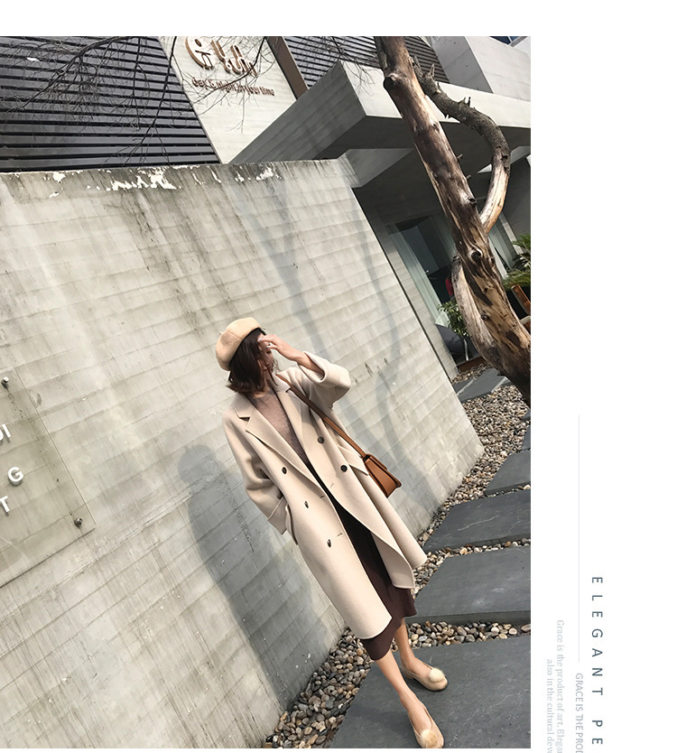 森系毛呢h型大衣女小个子中长款过膝初冬2022新款外套时尚秋冬款详情15
