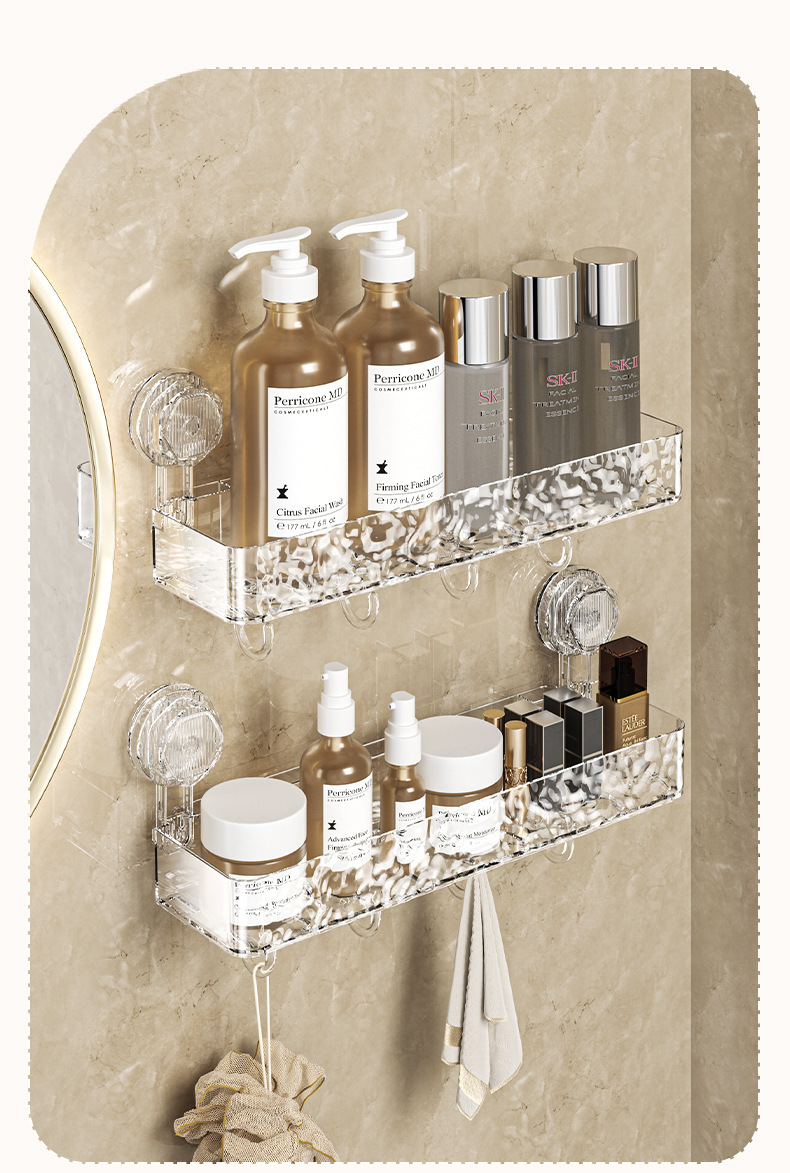 卫浴置物架卫生间浴室洗手台厨房轻奢免打孔壁挂墙上吸盘收纳架详情6