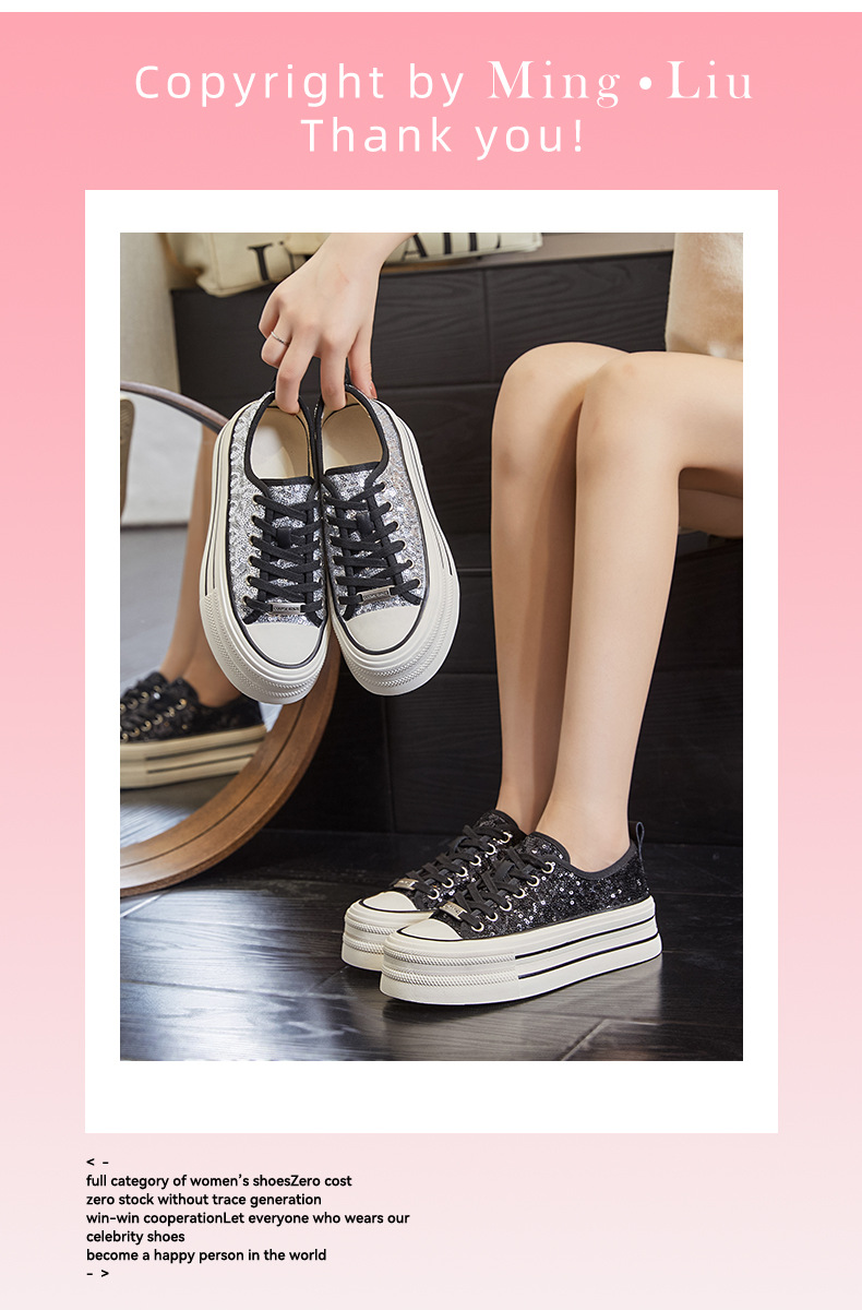 新款头层猪皮内里板鞋2025春季厚底休闲时尚女鞋ins风银色小白鞋详情35