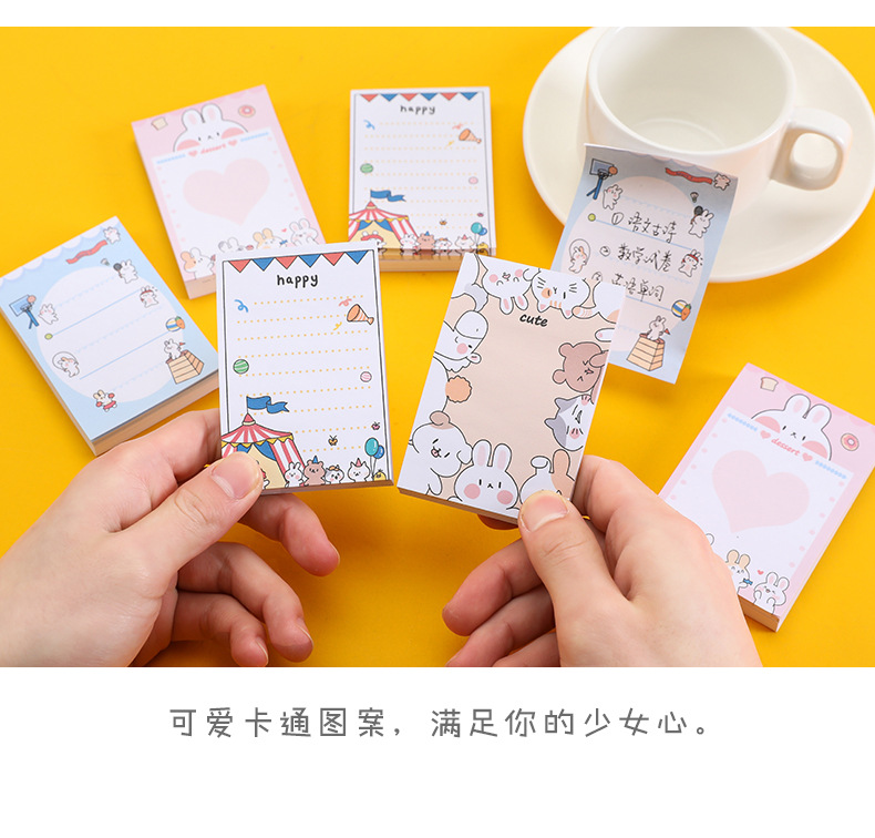 Cute cartoon rabbit memo note book, student notebook, sticky notes that can be torn N times, message notepad pic 9