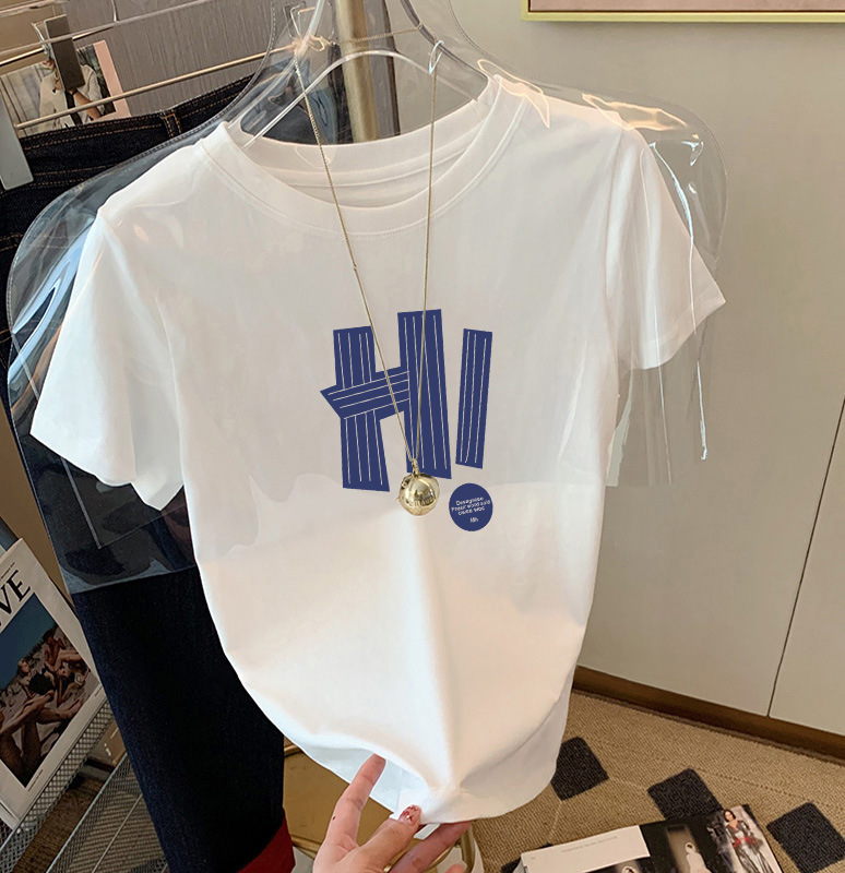 圆领短袖T恤女2025夏季新款精梳棉时尚百搭洋气减龄宽松显瘦ins潮详情9