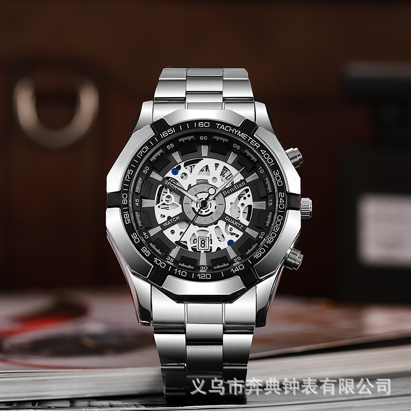 外贸热销希音TEMU男士时尚电镀钨钢休闲全自动仿机械手表批发详情14