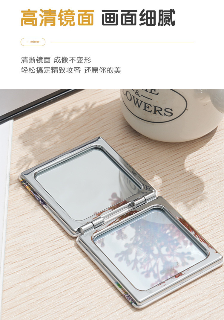 上海城市风景旅游纪念品方形水彩画化妆折叠皮镜子小伴手礼品现货详情5