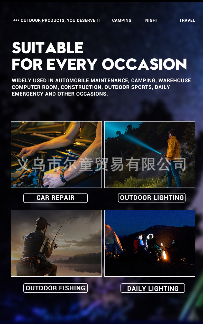 New white laser flashlight with telescopic zoom, USB charging, power display, outdoor lighting, COB side light and strong light pic 19