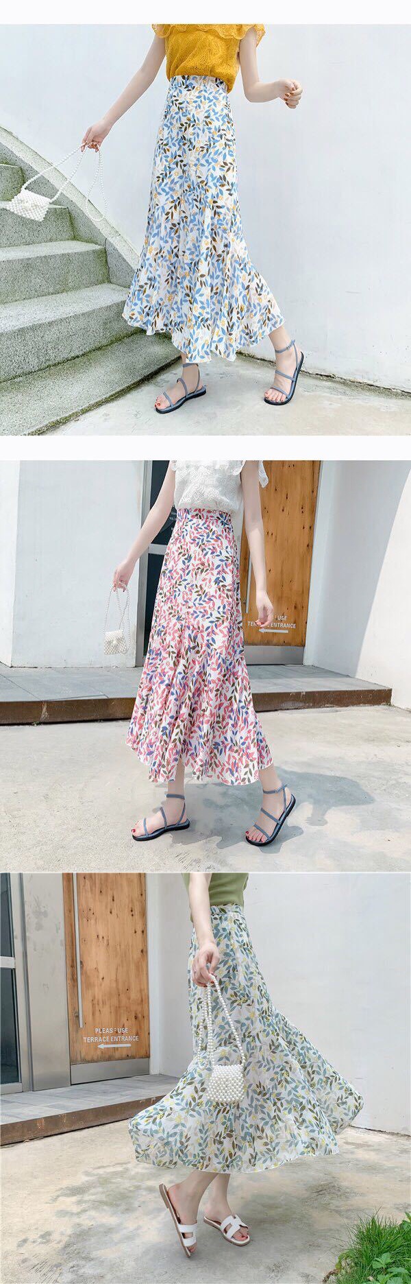 New satin chiffon printed fabric with small floral plain weave chiffon and silk-like dress and pajama printed fabric pic 34