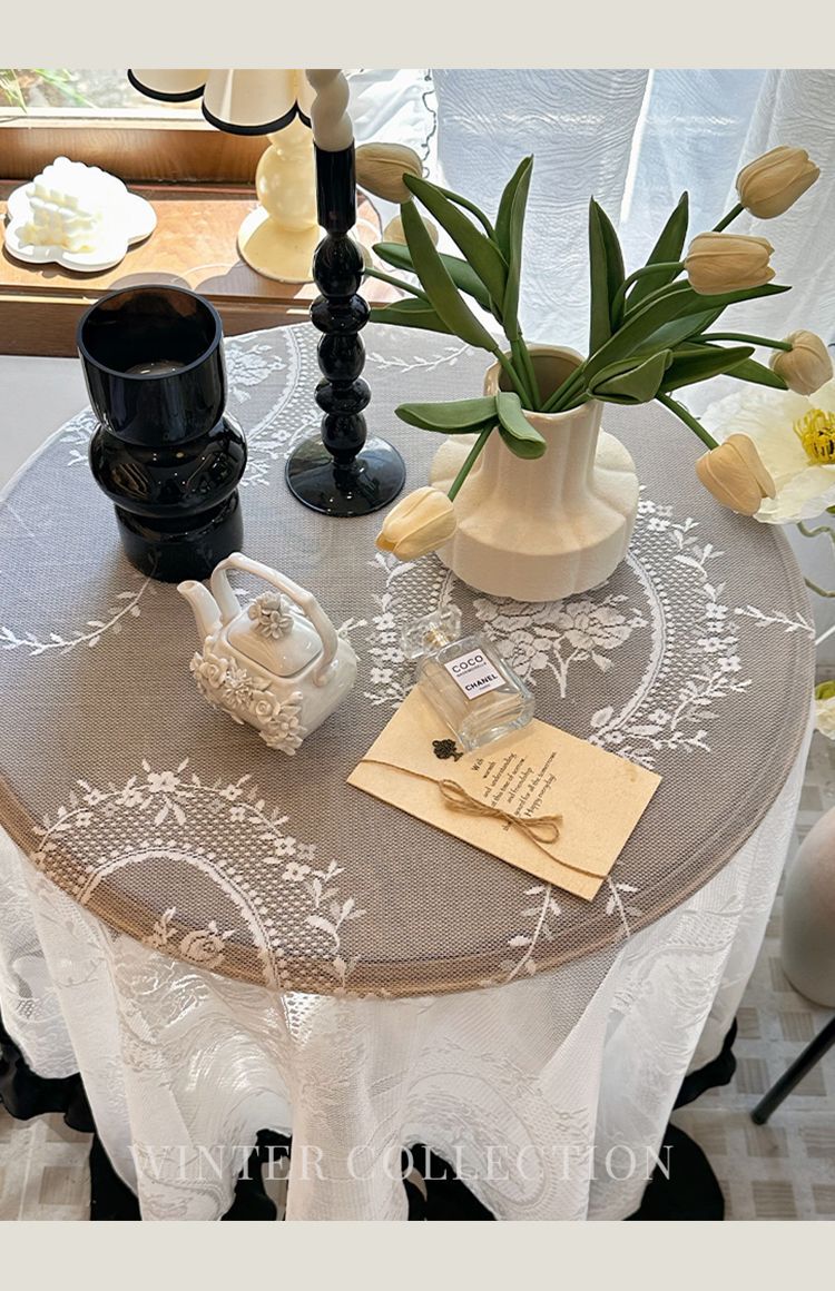 Amazon lace French court tablecloth with ruffled edge patchwork, cross-border retro high-end new tablecloth on Xiaohongshu pic 15