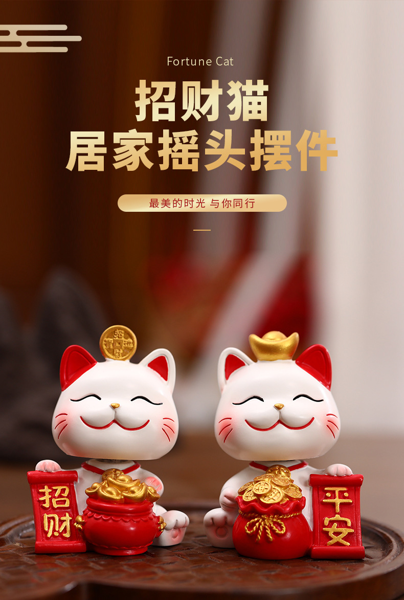 Creative home decorative items, resin handicrafts, shaking head money cat, cute cat, car center console decorative items pic 1