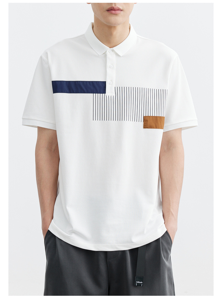 珠地棉撞色拼接翻领短袖polo衫男2025夏季新款男士短袖半袖工作服详情12