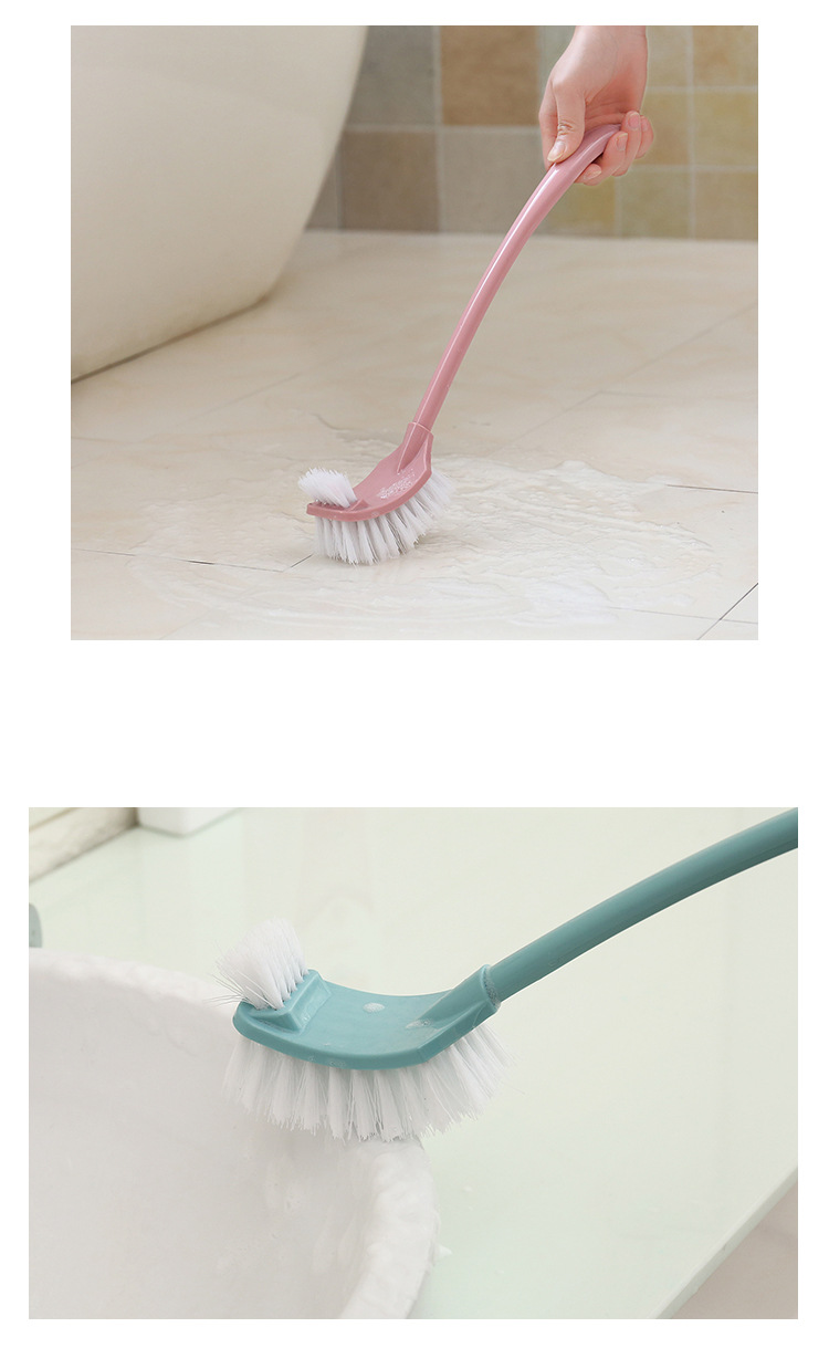 Household bathroom cleaning brush, long-handled toilet cleaning brush, double-sided wall-mounted curved toilet brush pic 3
