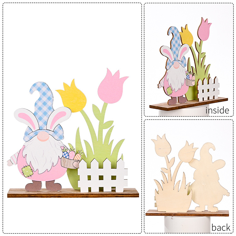 New cross-border Haobei Easter decorations, Easter wooden printed ornaments, Easter atmosphere setting pic 5