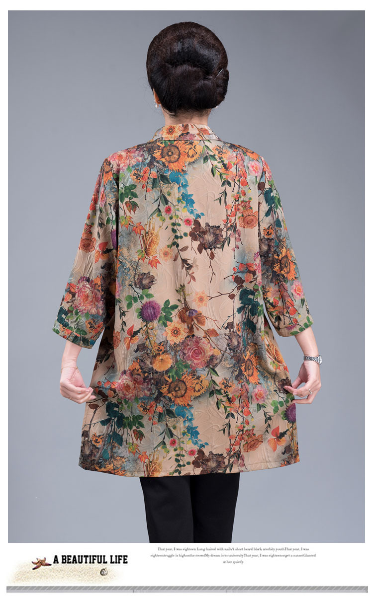 2020 New Mom's coat for women, middle-aged and elderly women, summer wear, shirt, plus-size windbreaker, mid-length style, oversized and extra-large pic 27