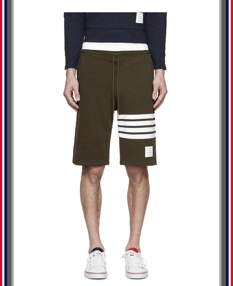 TB teñido teñido cuatro barras rayas moda hombre verano moda pantalones de algodón moda marca pantalones medios pantalones deportivos pantalones casuales hombres pic 64