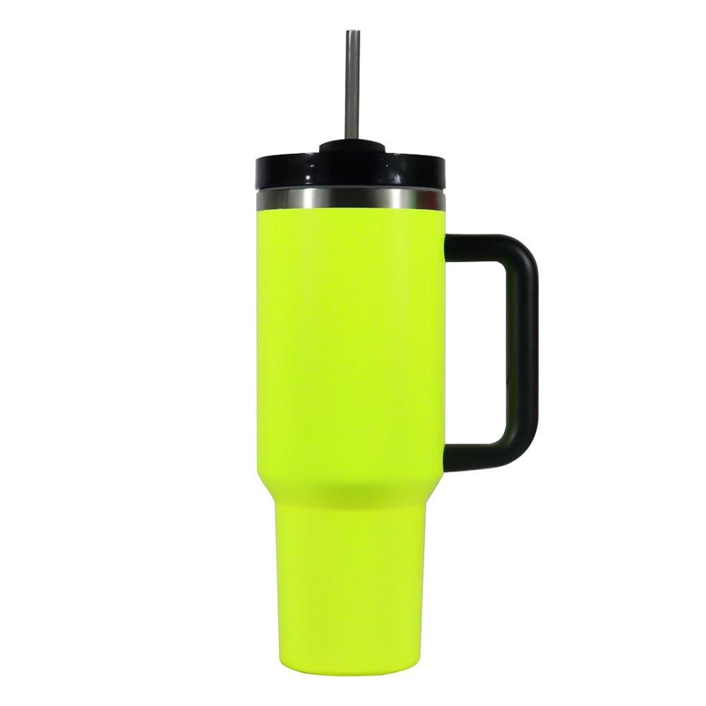 车载杯不锈钢保温杯荧光漆吸管杯冰霸杯户外便携手提车载杯冰霸杯详情2