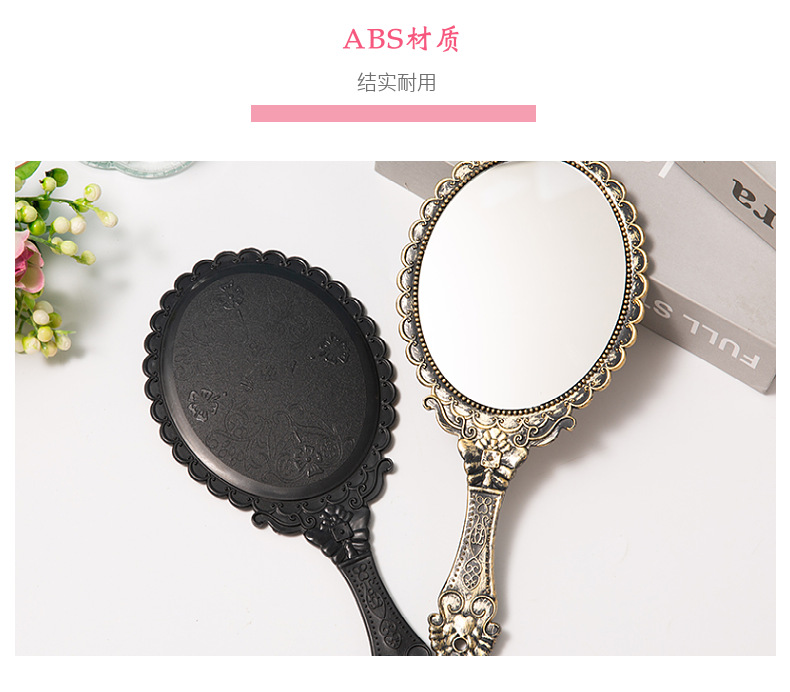 创意复古宫廷风化妆镜 日常用手柄镜子塑料便捷梳妆镜便携 手持镜详情3