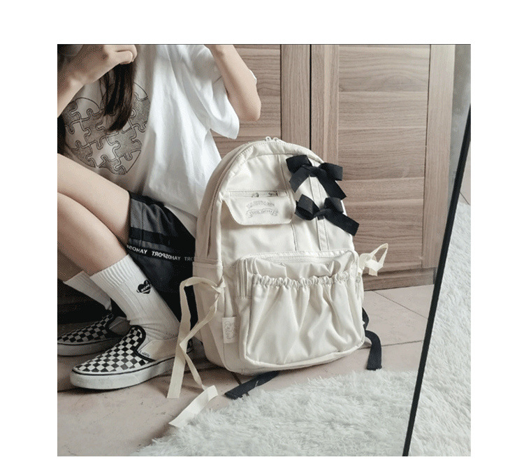 日系ins书包初中高中女生大学生高颜值双肩包蝴蝶结背包2023新款详情4