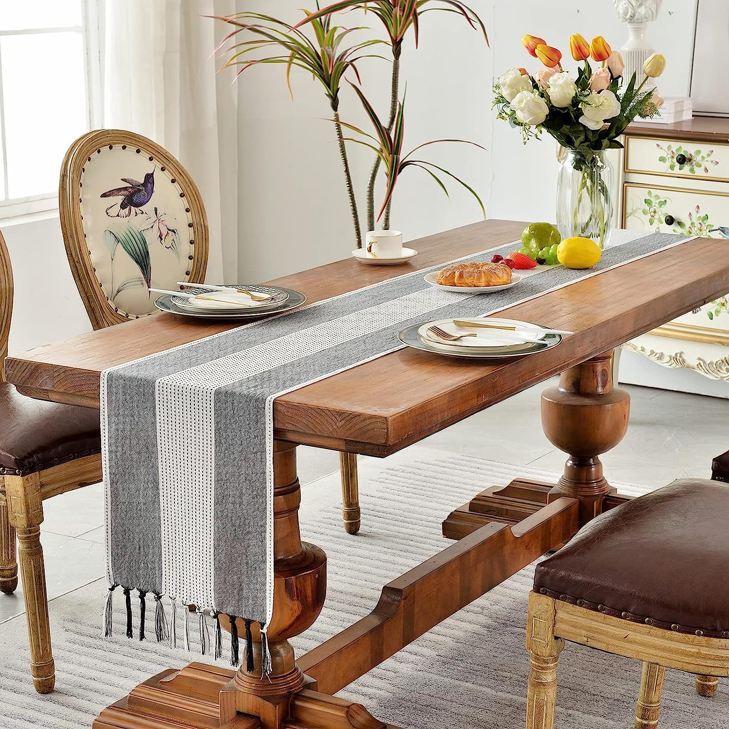 Cross-border factory direct supply table flags, American color-blocked striped tablecloths, Nordic coffee tables, long bed flags, shoe cabinet flags, tea flags pic 20