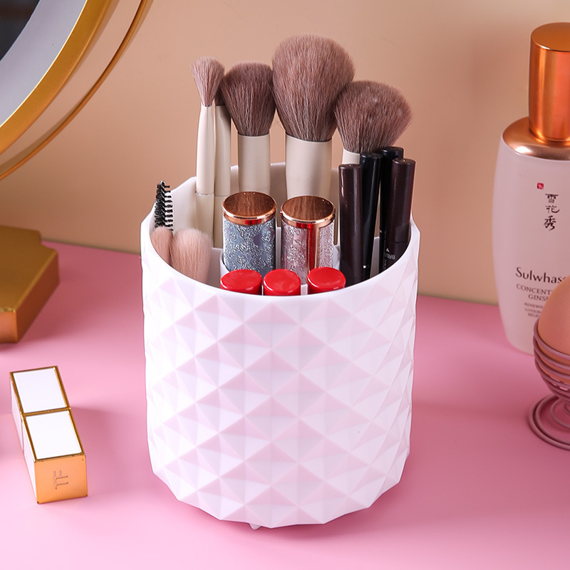 360-degree rotating pen holder, large-capacity makeup brush bucket, desktop storage box, cosmetics and lipstick storage box, rotating bucket pic 16
