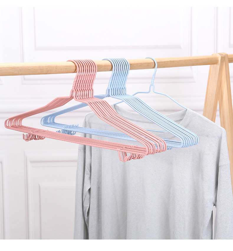 家用无痕全包防滑衣服架加粗铁艺衣架衣服挂多功能带挂钩浸塑衣架详情19