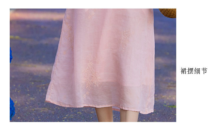 新中式棉麻女装苎麻连衣裙2024春夏新款立领国风复古改良旗袍批发详情20