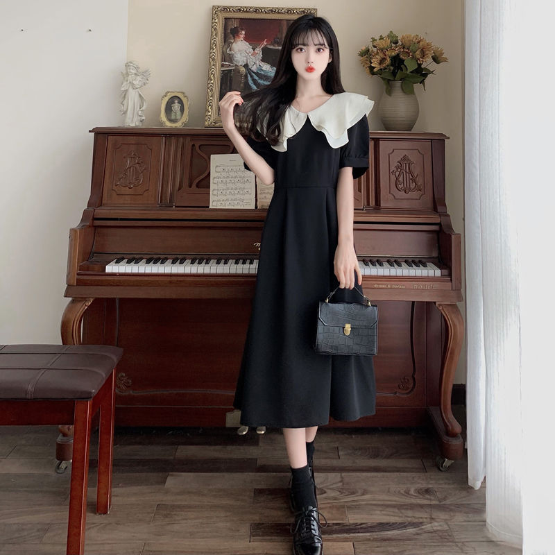 胖MM大码夏新款文艺复古小清新法式荷叶领收腰系带连衣裙短袖显瘦详情22