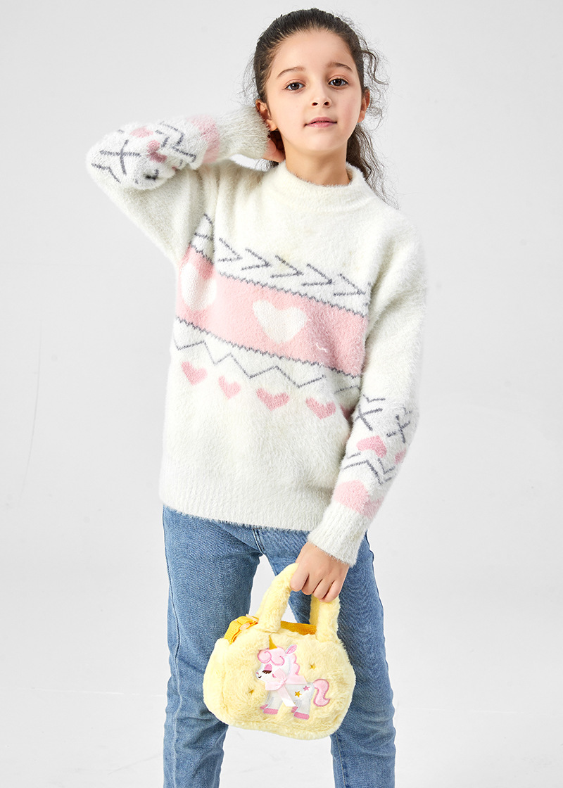 新款独角兽儿童斜跨包欧美时尚单肩包小女孩可爱手提包uincorn包幼儿园女童斜挎小方包收纳包拎包冬季毛绒包详情11