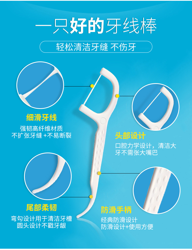 牙线独立的包装装牙线棒家庭装弓形牙签清洁口腔批发包邮厂详情7