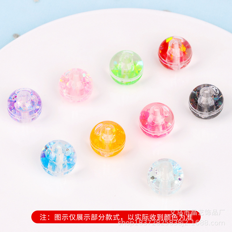 Acrylic straight-hole sand ball pendant, night light sheet perforated diy bracelet, mobile phone chain accessory material pic 7