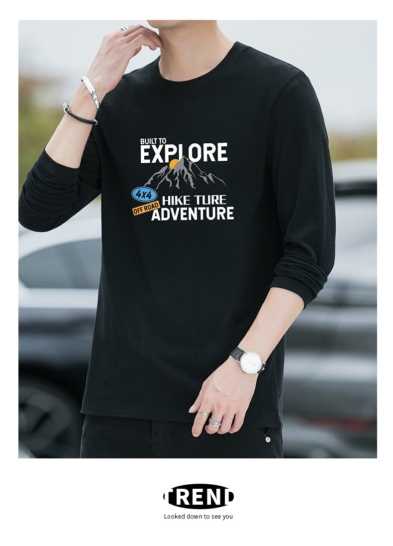 新款春秋季男士长袖t恤男潮牌棉体恤男T宽松薄款卫衣上衣服男装潮详情29