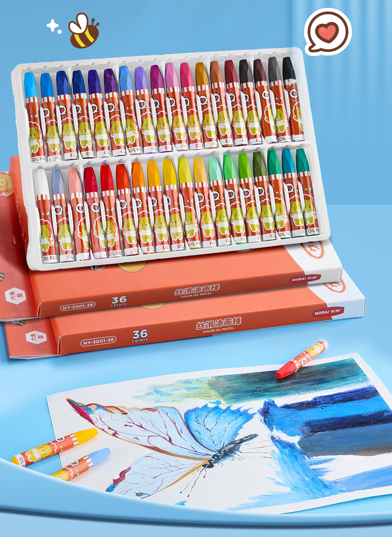12色24色36色彩色油画棒幼儿园宝宝启蒙涂色涂鸦画画笔六角杆蜡笔详情4