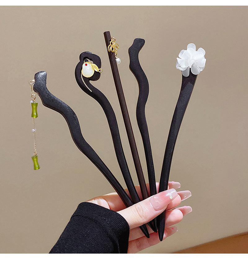 古风木质发簪女黑色檀木高级感簪子新中式简约现代日常发钗子头饰详情10