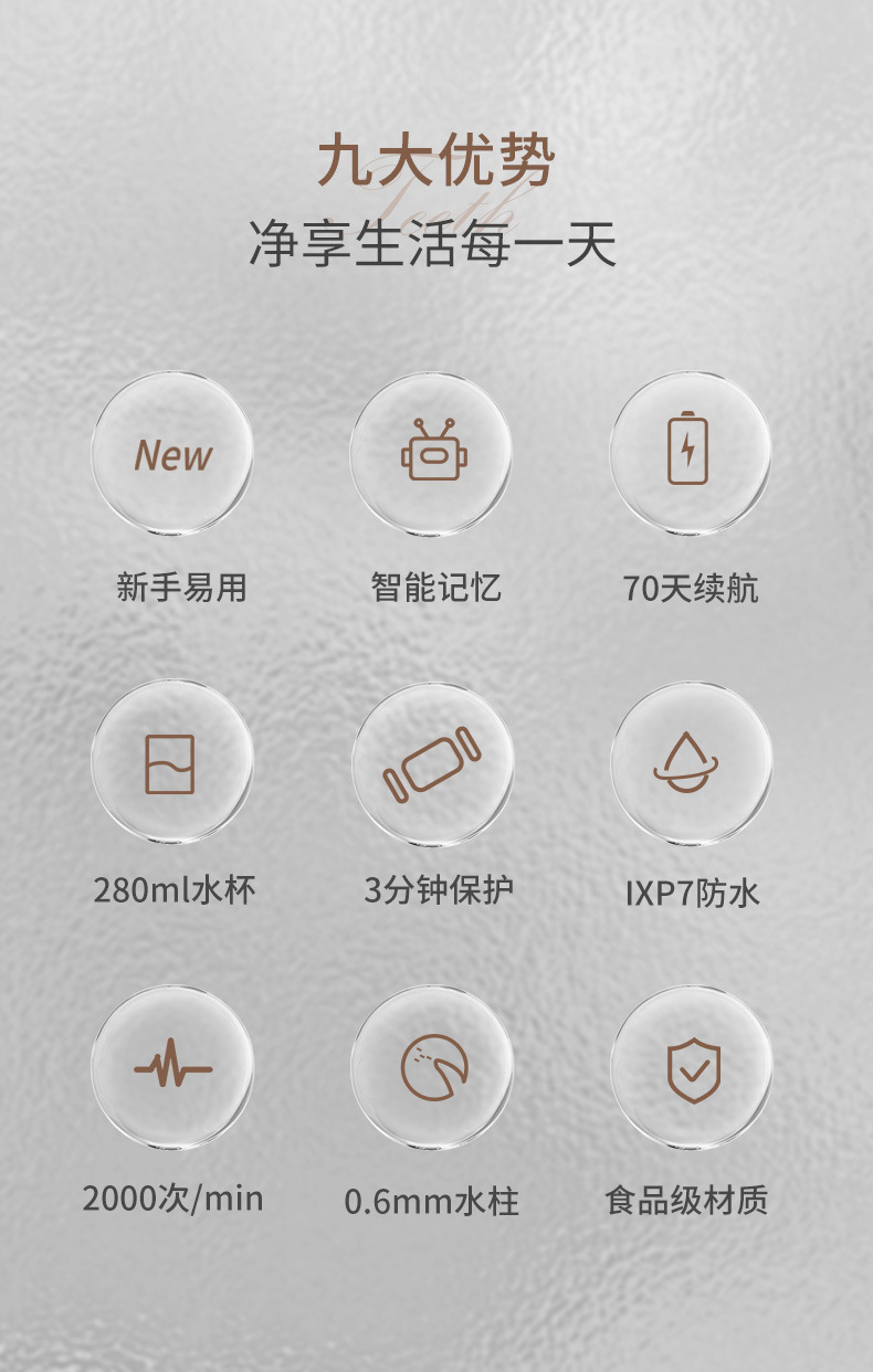 Cross-border home electric water flosser, orthodontic oral pulse imitation sound wave waterproof stone removal portable water flosser pic 2