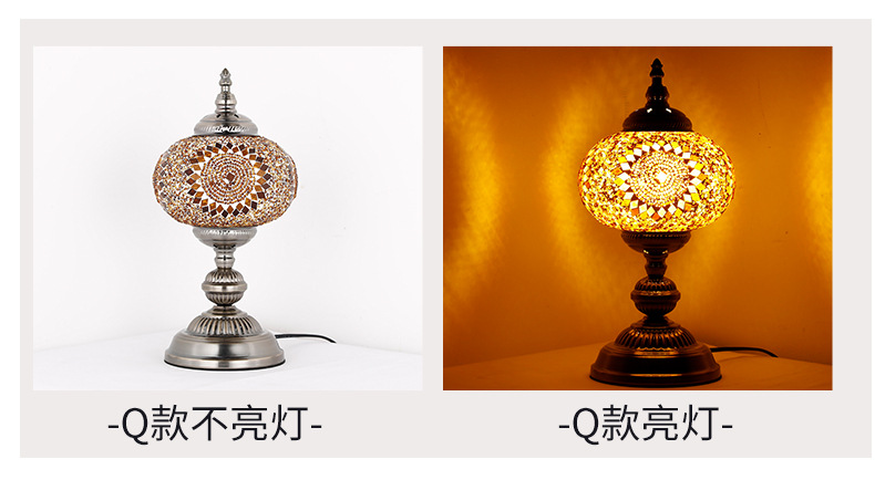 Qianlian Turkish table lamp, handcrafted glass lamp, hotel, homestay, restaurant and coffee shop decoration table lamp, Moroccan lamp pic 15