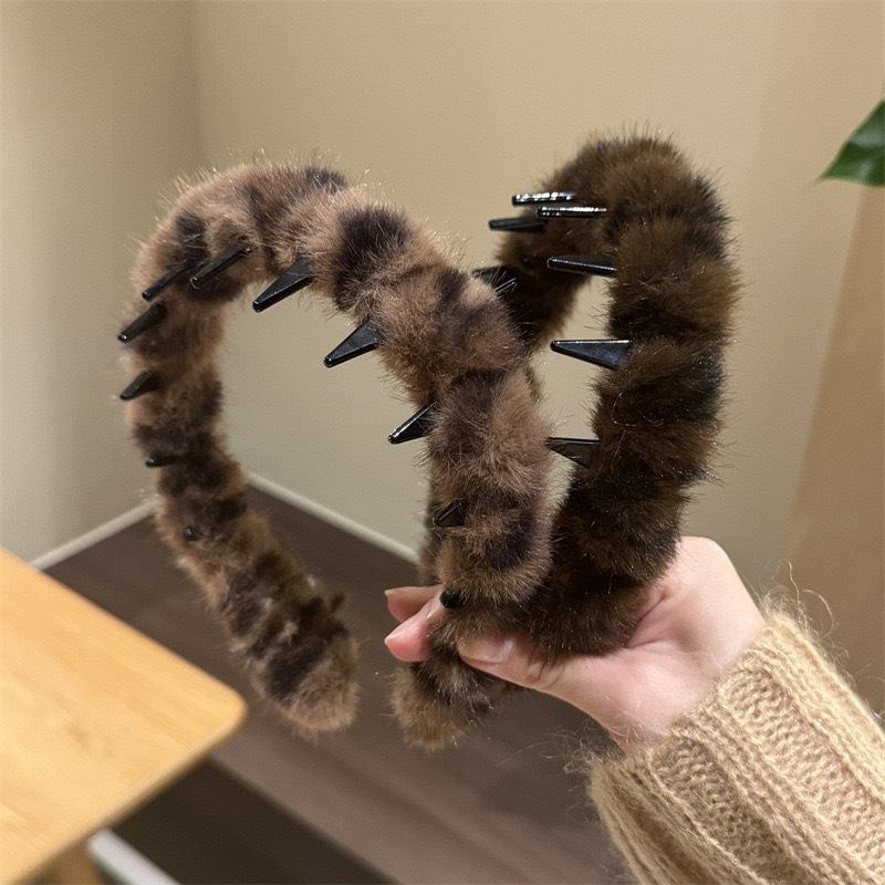 甜酷豹纹带齿波浪发箍女秋发根蓬松神器洗脸压发防滑头箍发卡头饰详情5