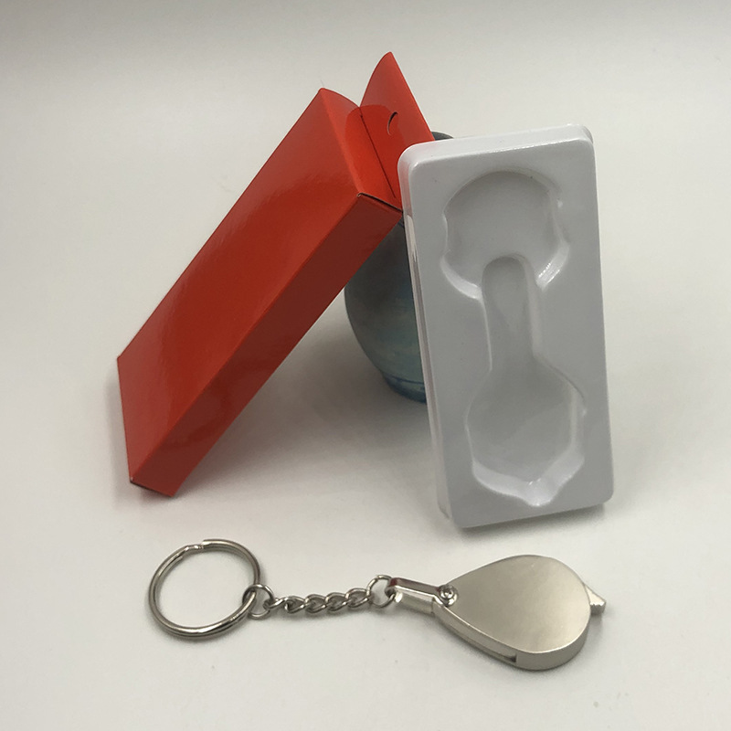 A 30mm diameter metal zinc alloy keychain can hold a portable magnifying glass with a 5x glass lens pic 5