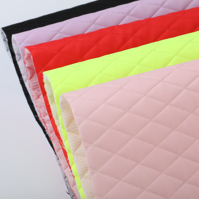 Leather fabric cosmetic bag for luggage, PVC diamond-shaped grid, 0.8cm, fabric veneer, decorative fabric pic 6
