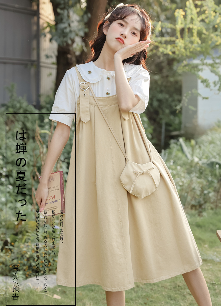 减龄小清新日系甜美可爱背带裙2024夏季新款宽松显瘦百搭连衣裙详情13
