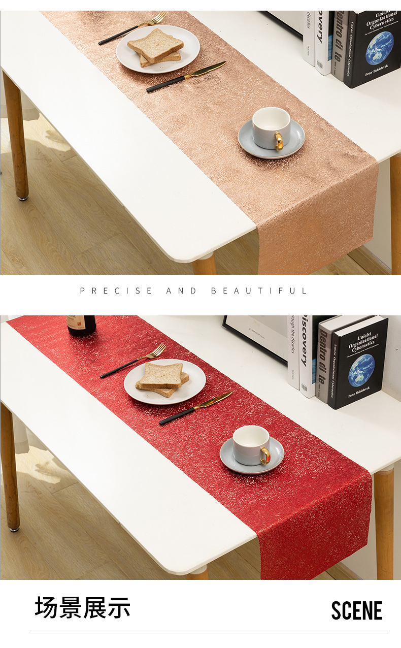 pvc hollowed-out table flags, gold-embossed placemats, heat-insulating table MATS, red silk Western placemats for cross-border Amazon restaurants pic 6