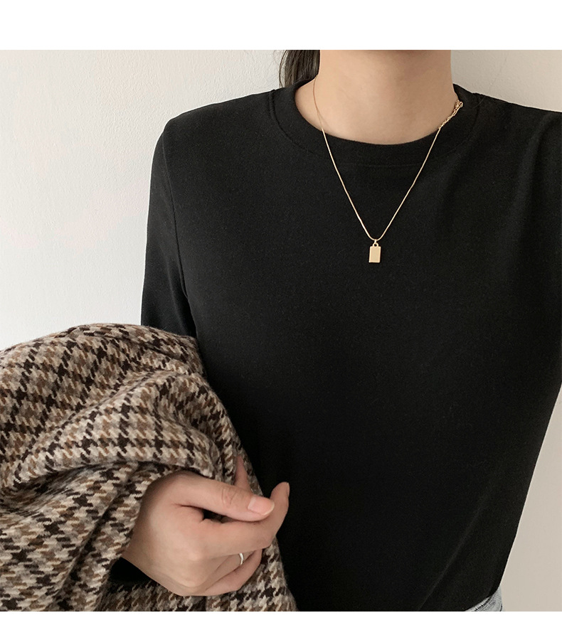 A German velvet semi-high-neck white base layer for women, paired with a stylish, thickened, brushed, and form-fitting mid-neck base layer for autumn and winter pic 26