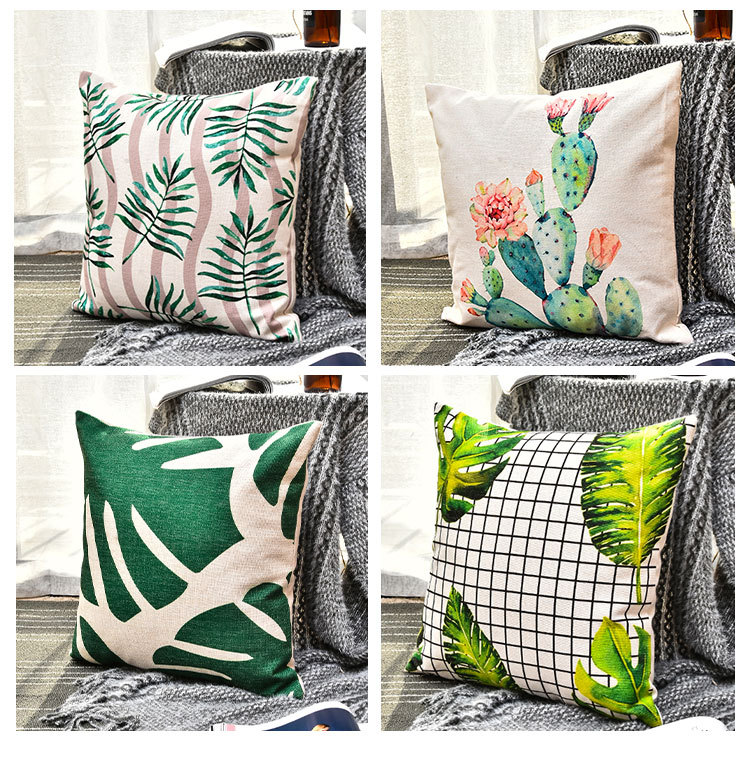 新款丛林植物抱枕套 数码印花靠枕汽车床头沙发跨境亚马逊跨境详情21