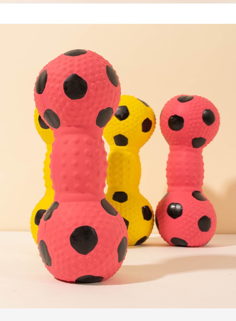 爆款宠物乳胶玩具足球杠铃耐咬洁牙狗狗发声玩具宠物玩具杠铃玩具详情6