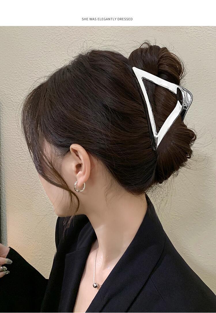 韩国不规则几何金属发夹时尚高级感抓夹鲨鱼夹冷淡风个性发饰批发详情19